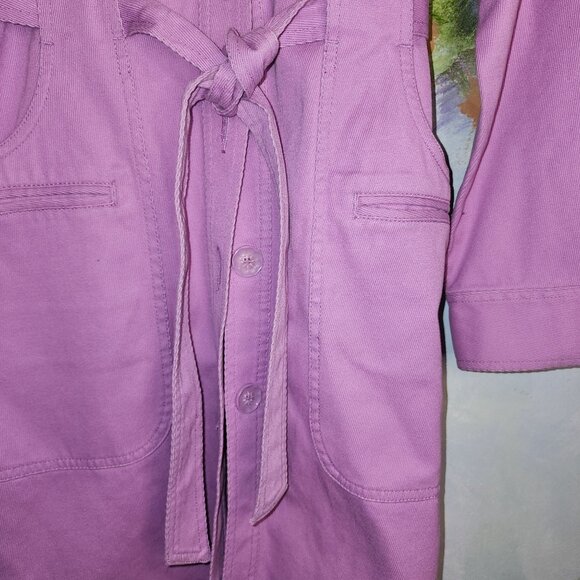 Vintage Styled Lilac Button-Front Trench Coat With Belt- Liz Claiborne - Picture 9 of 13